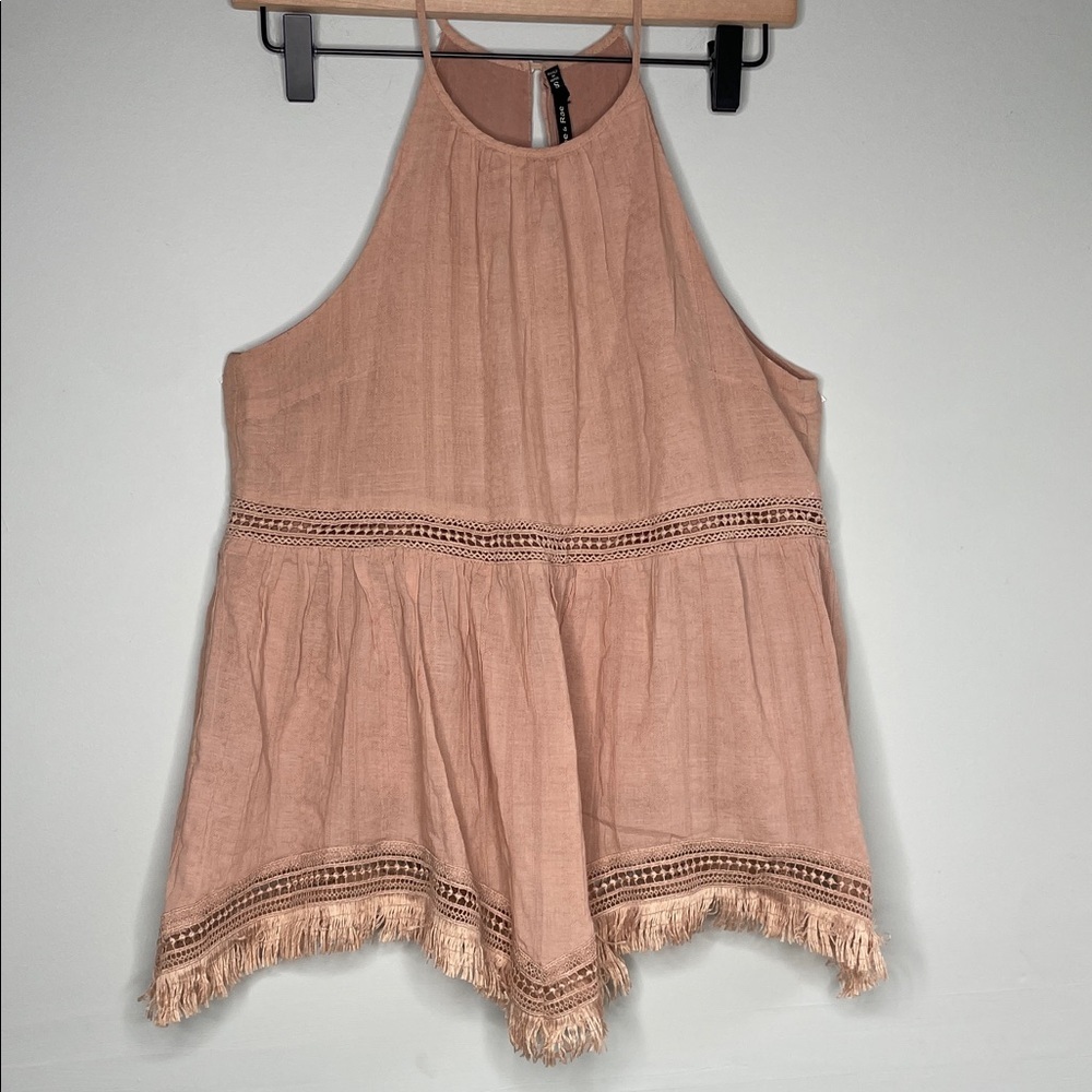 Doe & Rae Blush Halter Tank Top 100% Cotton
